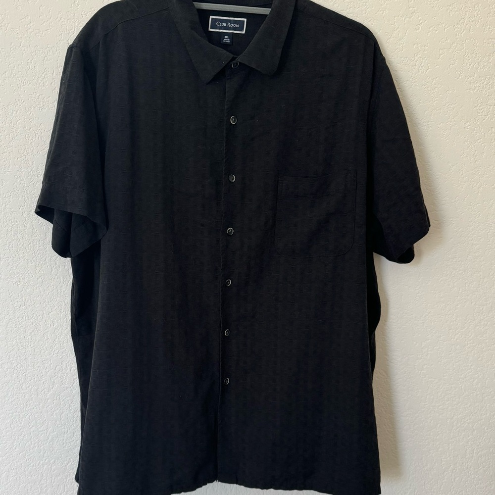 Black Club Room- Macys Exclusive Textured Short Sleeve Shirt